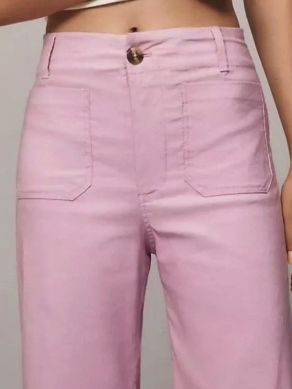 Maeve Colette Pants Blush Pink Wide-Leg Cropped - Picture 3 of 7